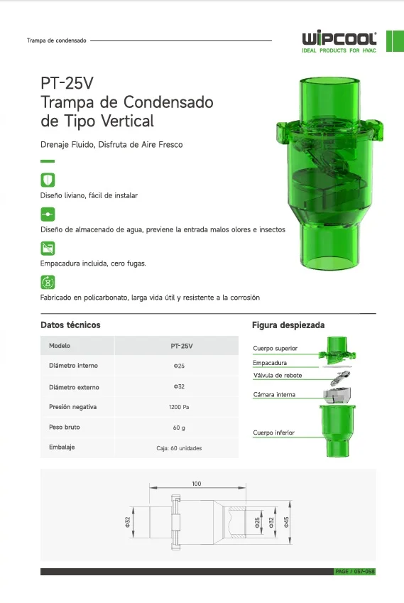 Trampa de condensado PT-25V WIPCOOL