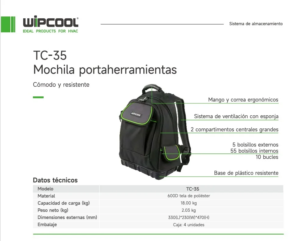 Bolso de herramientas 330x230x470mm TC-35 WIPCOOL