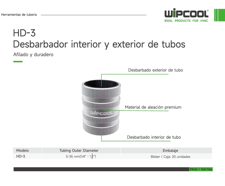 Escariador Cuchilla limpia rebaba 1/4" a 1-3/8" HD-3 WIPCOOL