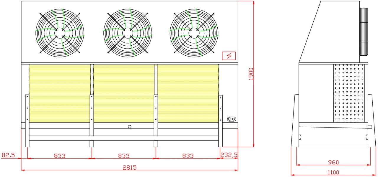 Evaporador de mural 15 HP 220V PH3 68.640 BTU LBP 3 fan 25 pulg EG-20.1/131.2 RGC