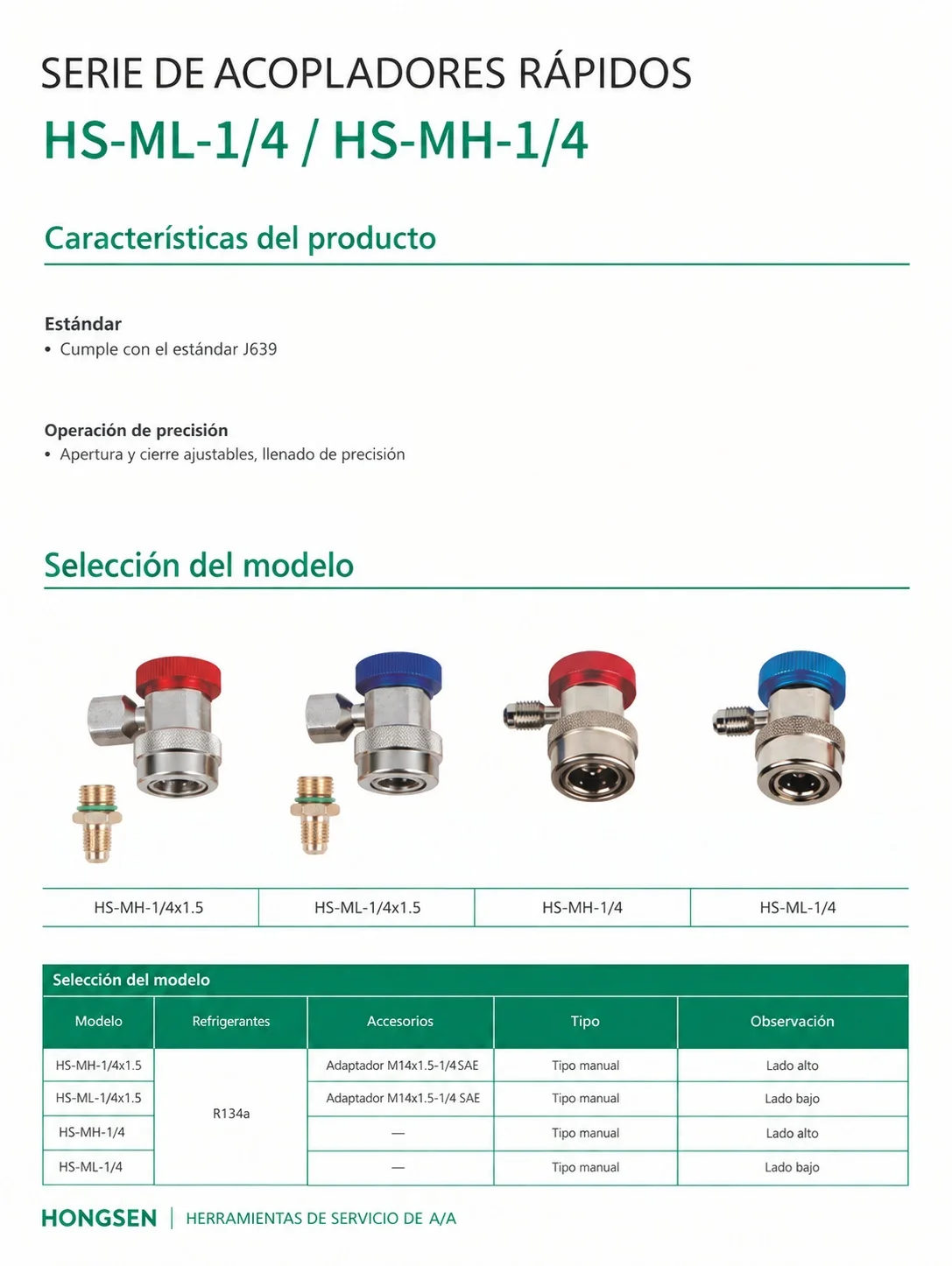 Adaptador de carga alta R-134a con adaptador SAE HONGSEN