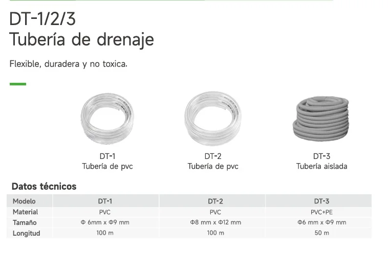 Manguera PVC para condensado 6mm x 9mm rollo 100 mts DT-1 WIPCOOL