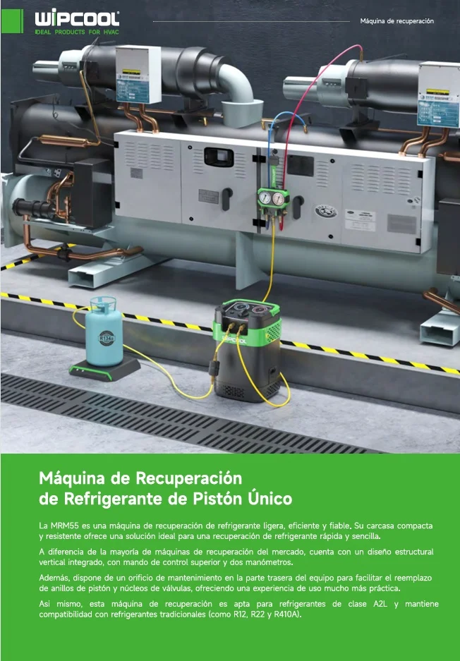 Máquina recuperadora refrigerante 3/4 HP A2L/A3 110V MRM55 WIPCOOL