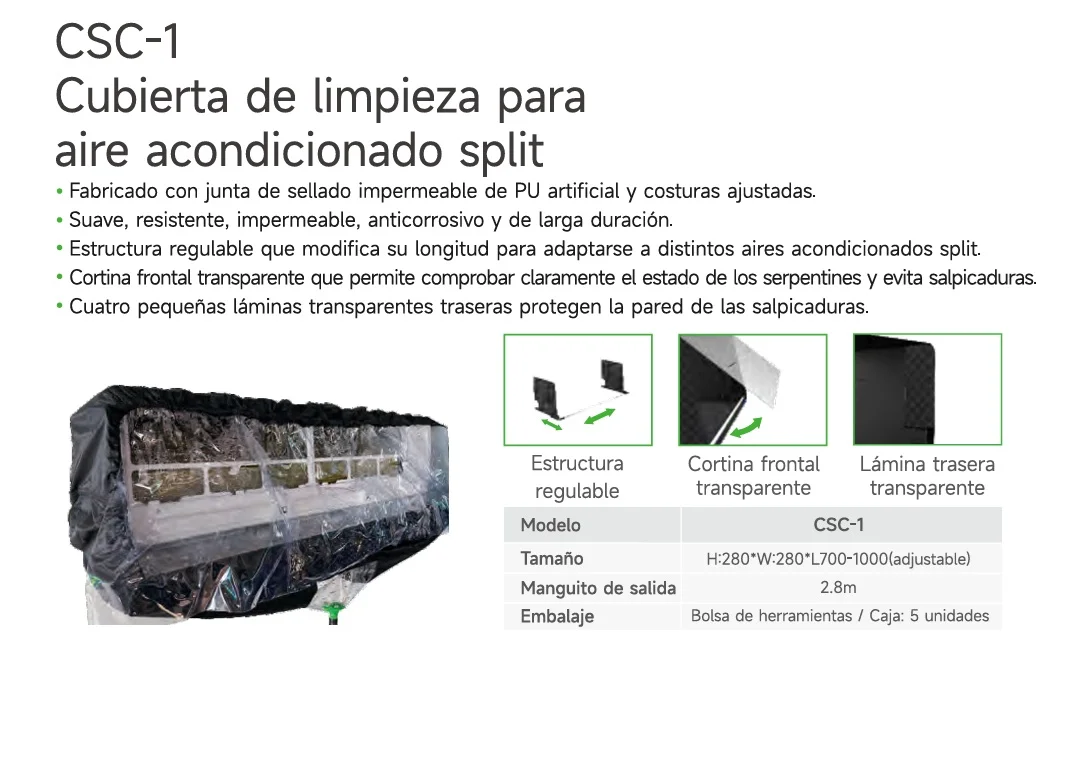 Funda mantenimiento split hasta 36.000 BTU CSC-1 WIPCOOL