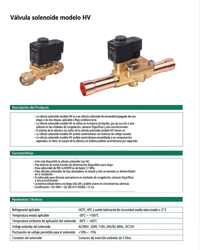 valvula solenoide 3/4 pulg ODF con bobina 220V HV15M6T HONGSEN