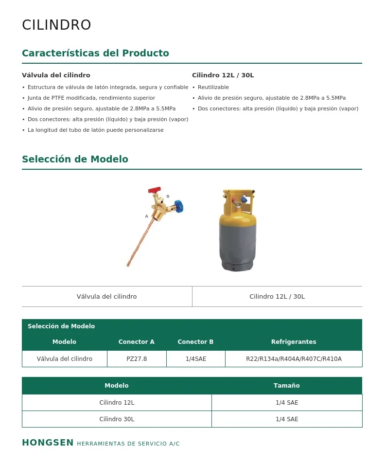 Valvula para cilindro de refrigeracion HONGSEN