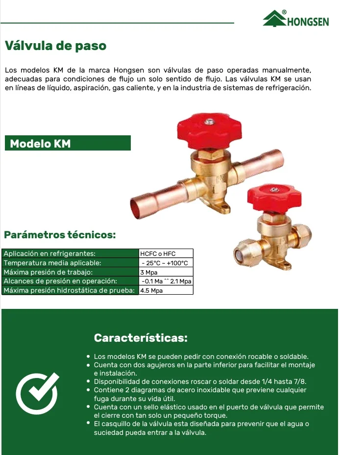 Valvula de paso SAE 3/8 pulg HONGSEN