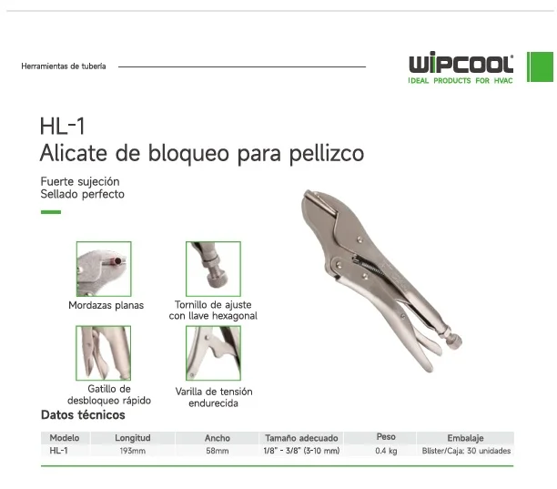 Alicate de presion 7 pulg sellador de tubo HL-1 WIPCOOL