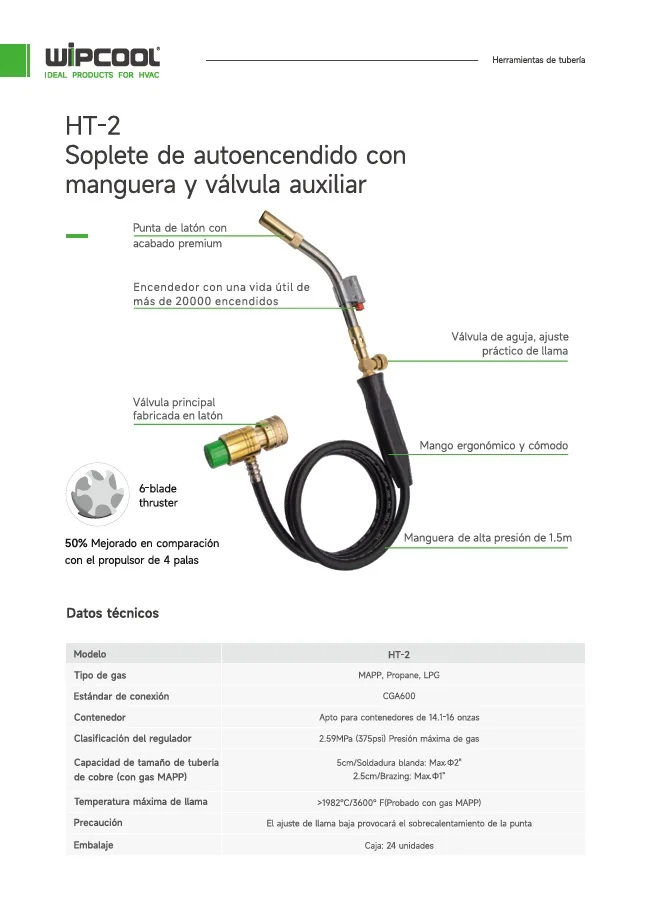 Pico para soldar con autoencendido y manguera HT-2 WIPCOOL
