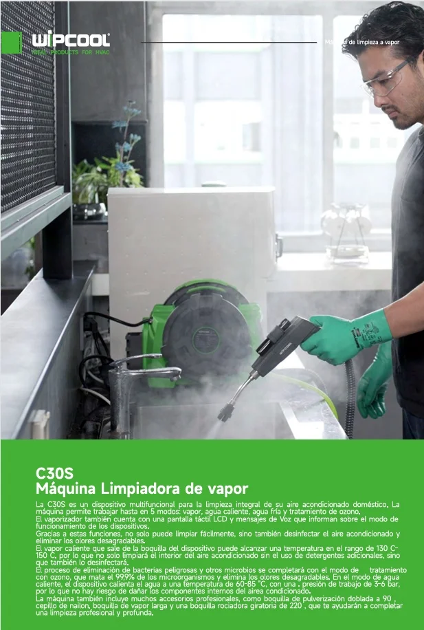 Bomba hidrolimpiadora vapor 3-6 bar 3L/m anti-bacterias C30S WIPCOOL
