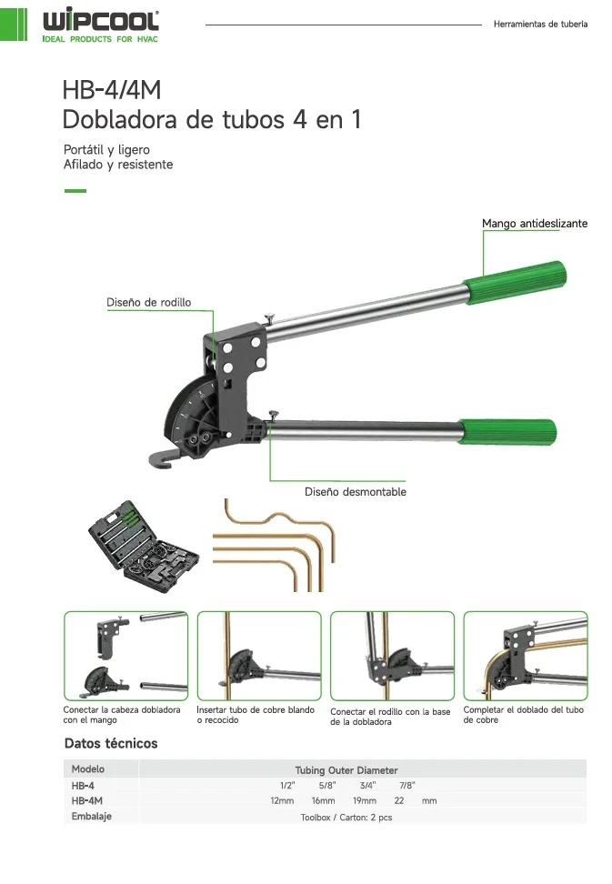 Dobla tubo 4 en 1 HB-4 WIPCOOL