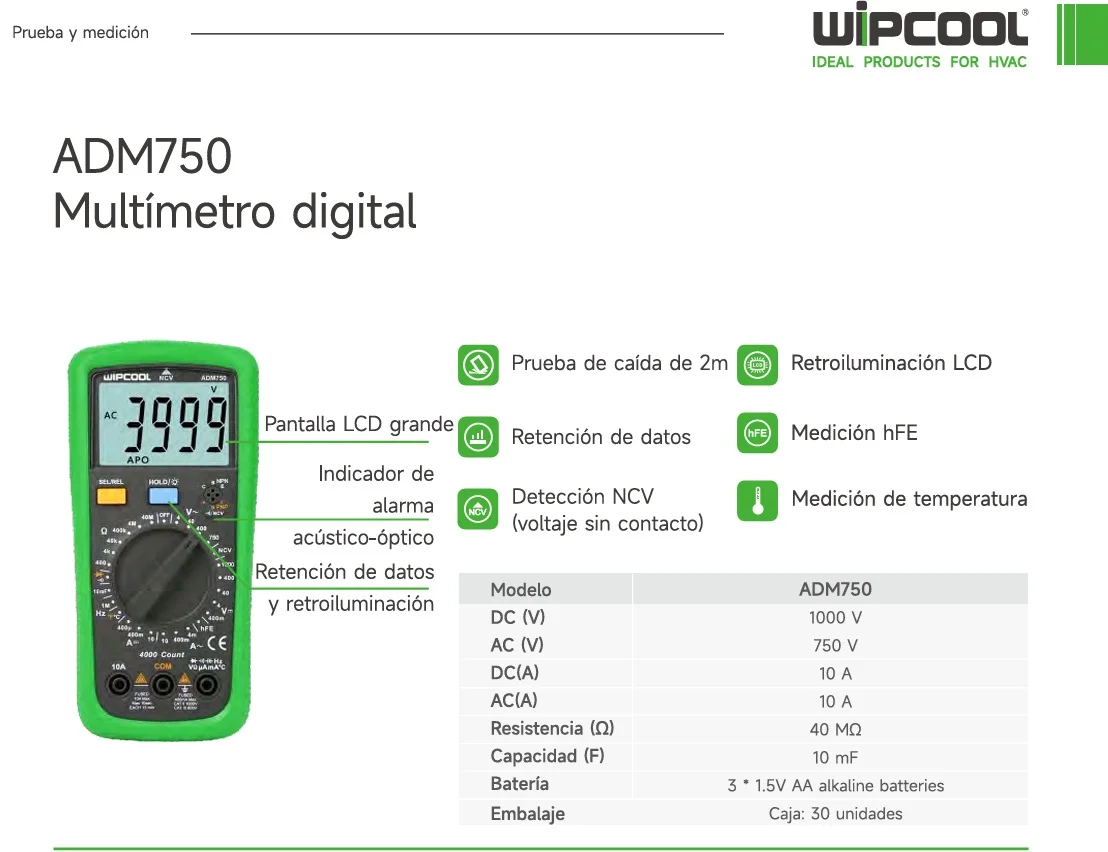 Multimetro digital ADM750 WIPCOOL