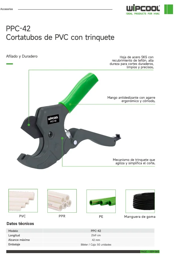 Corta tubo PVC PPC-42 WIPCOOL
