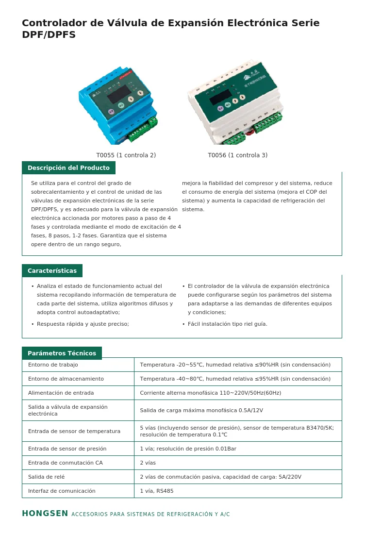 Controlador para valvula expansion electronica EC-391 110-220V salida 12V HONGSEN
