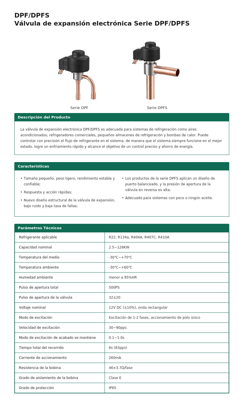 Valvula de expansion electronica R404A 2.50kW - R134a 2.7kW - R410A 4.20kW DPF1.3 HONGSEN