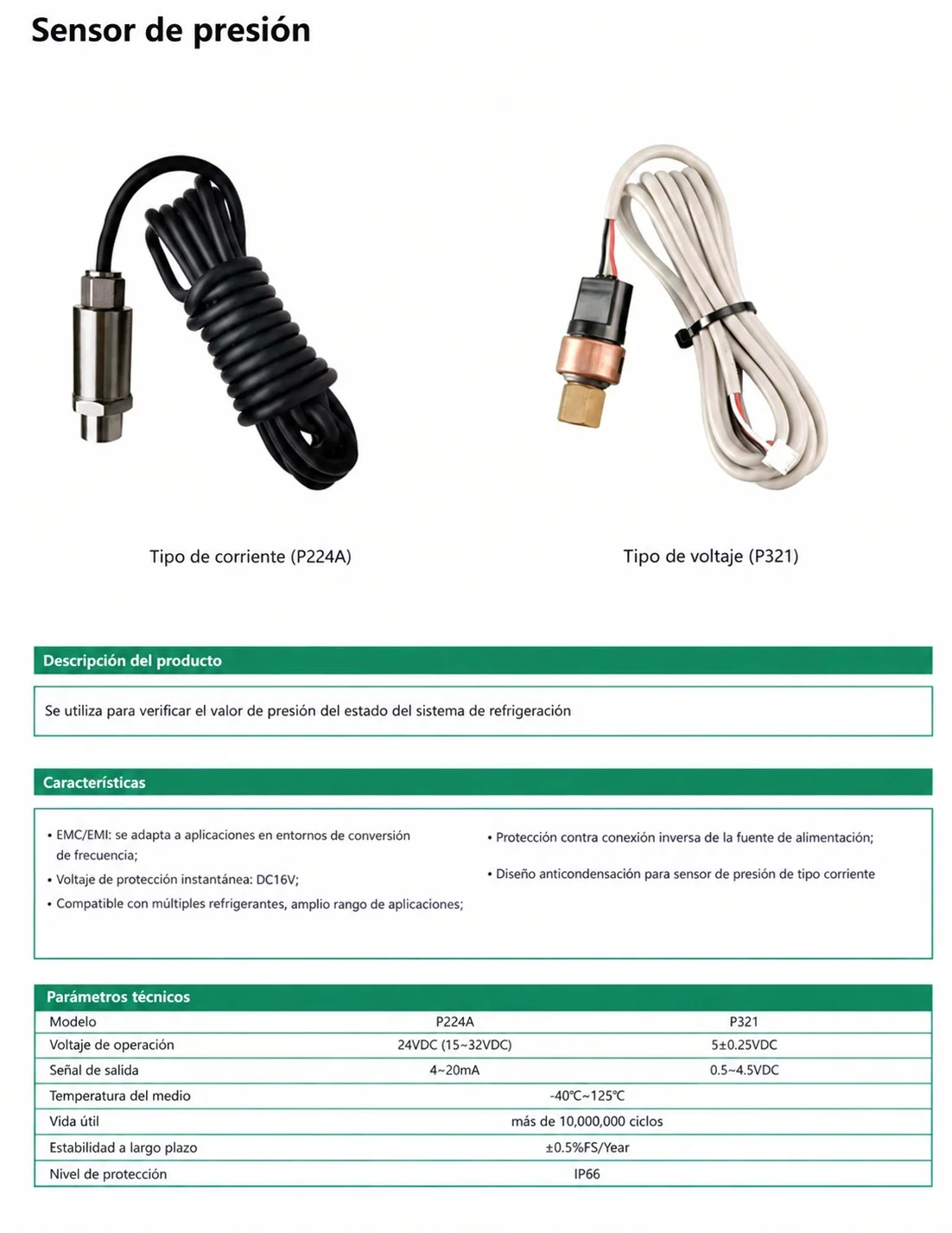 Transductor de presion P321 / -1 a 12 bar/0.5 a 4.5V/5V  HONGSEN