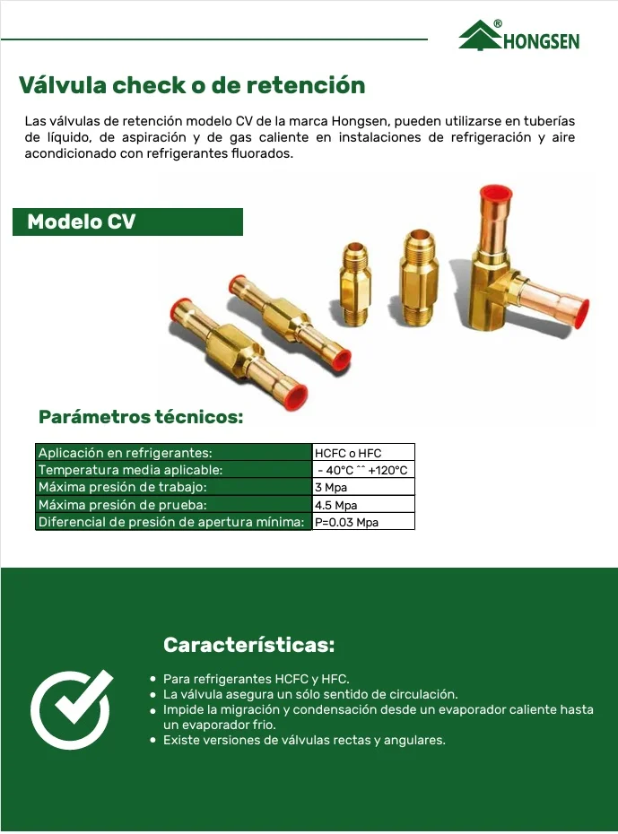Valvula check 5/8 pulg ODF HONGSEN