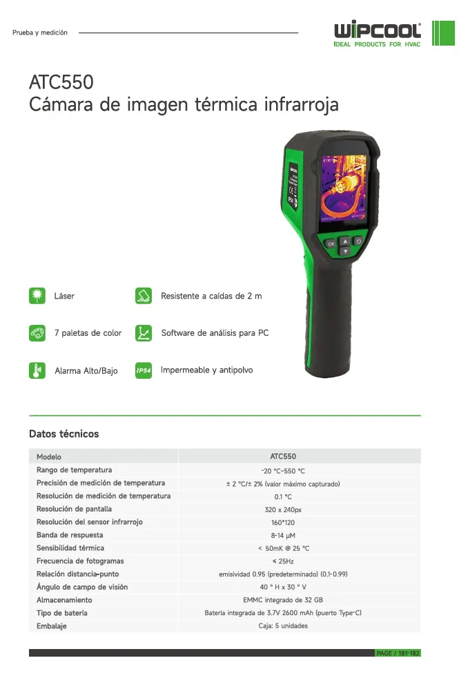 Camara termografica -20 a 550°C 520*240px ATC550 WIPCOOL