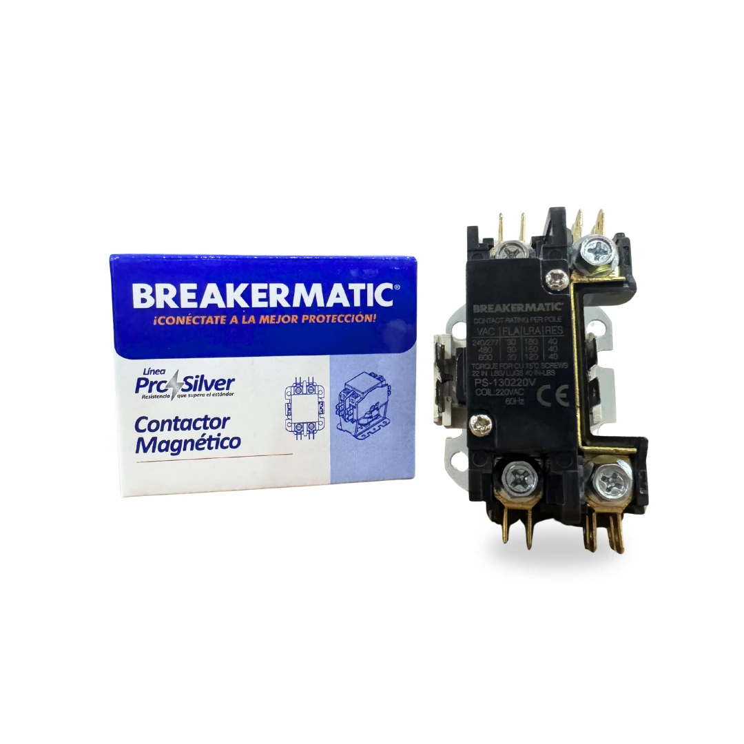 Contactor Pro-Silver 1 polo 30 AMP bobina 220V 60Hz BREAKERMATIC