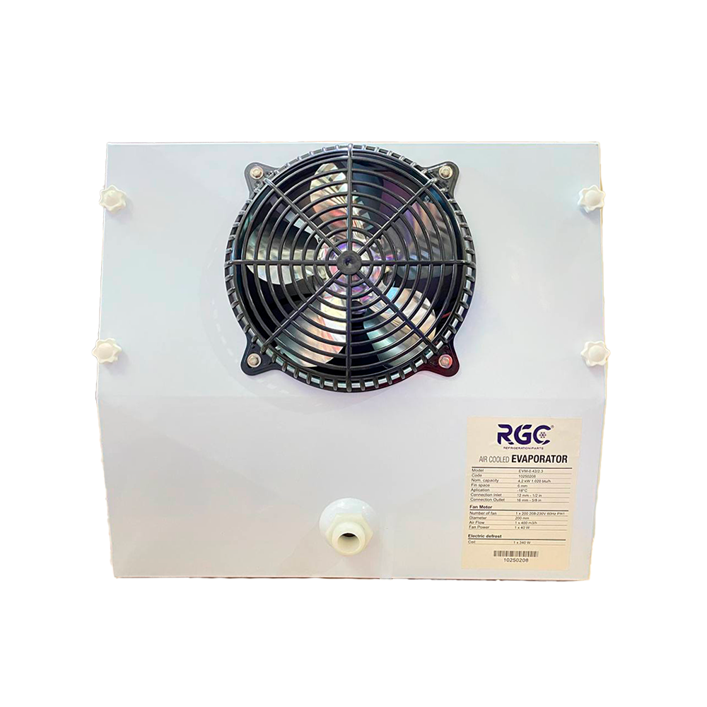 Reach in evaporator 1/3 HP 220V 1.434 BTU 1 fan 8 in with heater 340W RGC
