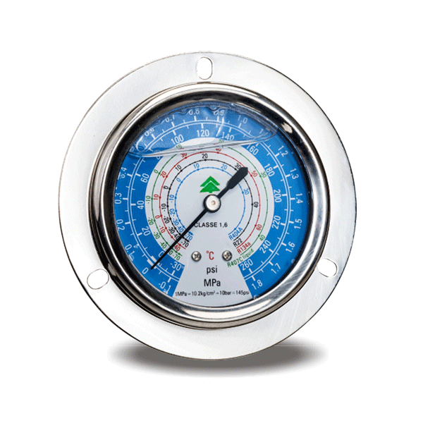 Manometro solo baja R-134a R-404A R-22 azul con glicerina 242-L HONGSEN