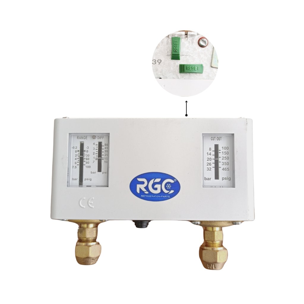 Presostato dual R22 - R404A - R507 - R134a reset manual/manual flare P830HLME RGC