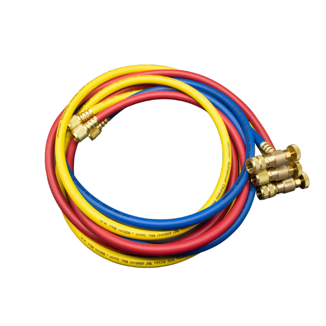 Set de mangueras con valvula de seguridad para manometro 60 pulg 4.000 psi 1/4" x 1/4"  MRH-2SV WIPCOOL