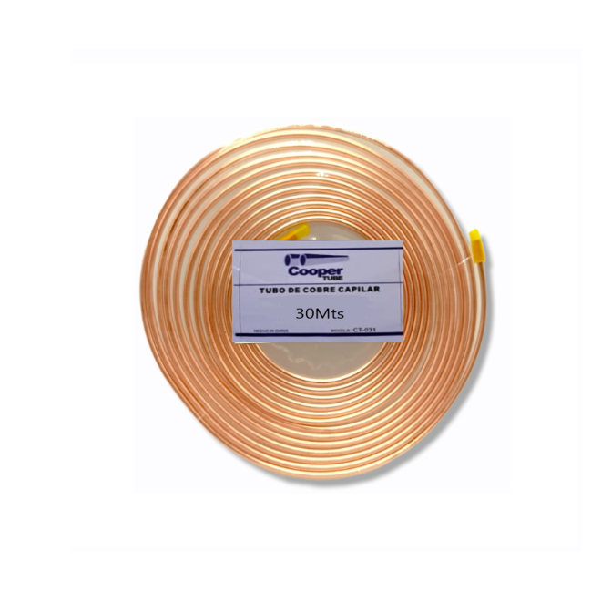 Tubo de cobre capilar 0.042 pulg 30 mts COPPER TUBE (copia)