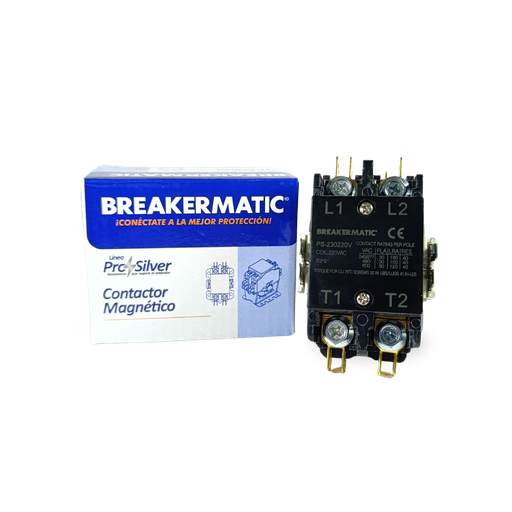 [10230517] Contactor Pro-Silver 2 polos 40 AMP bobina 120V 60Hz BREAKERMATIC