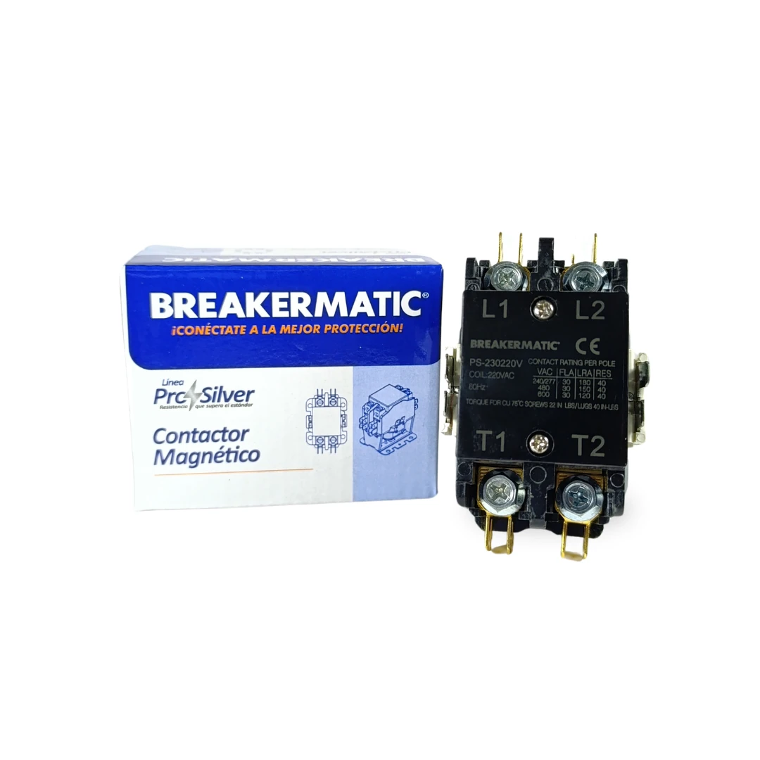 [10230517] Pro-Silver contactor 2 poles 40 AMP coil 110V 60Hz BREAKERMATIC