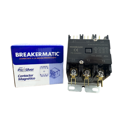 [10230520] Contactor Pro-Silver 3 polos 50 AMP bobina 120V 60Hz BREAKERMATIC