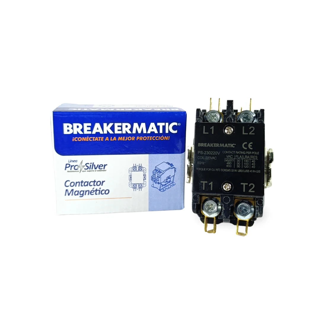 [10240526] Contactor Pro-Silver 3 polos 60 AMP bobina 240V 60Hz BREAKERMATIC