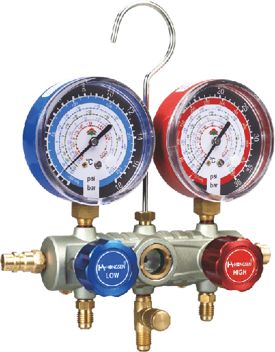 [19450036] Manometro completo aluminio R-134a R-404A R-22 destornillador y maguera HONGSEN